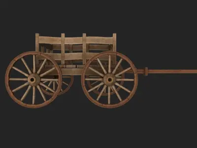 Medieval Wooden Horse Cart Variation 6 - Low Poly And Game Ready Low-poly 3D model