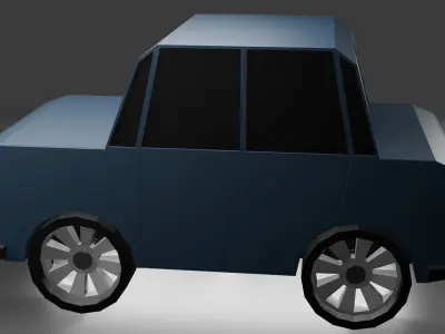 Low Poly car with engine and suspension Low-poly 3D model