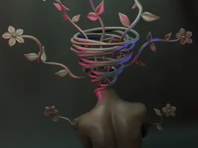 Female Body with Flowers - Decoration 3D print model