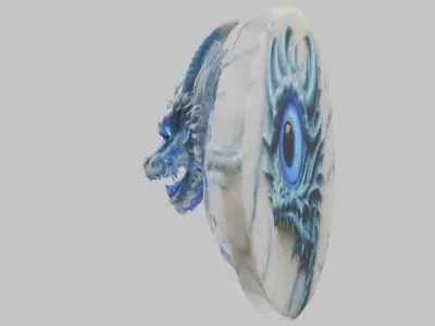 Medieval Dragon Head Bust Marble Sculpture Low-poly 3D model