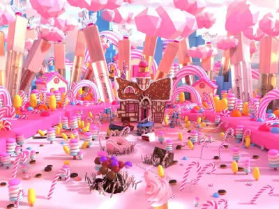 candy land liquid lipstick animation Low-poly 3D model