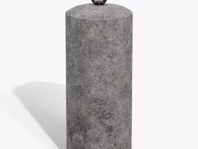Granite Bollard Low-poly 3D model