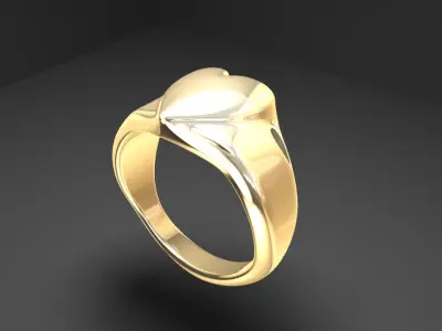Luxury Gold Ring Heart 3D print model