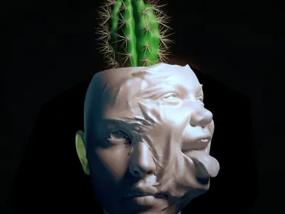human face stylized pot 3D print model 3D print model