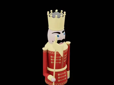 Red Christmas Nutcracker Low-poly 3D model