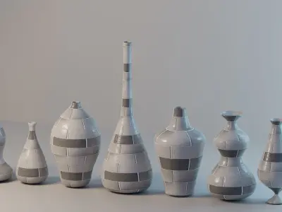 Seven Piece of Vase - Vase Collection Low-poly 3D model