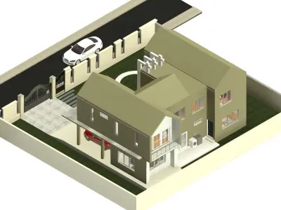 4 Bedroom 3D Modern House Model 3D model