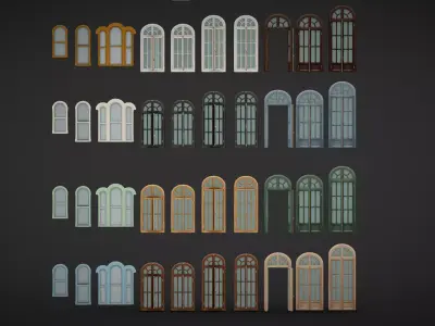 Round Windows Collection with Unique Top Design Low-poly 3D model