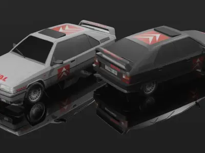 Citroen BX and GT version Low-poly 3D model