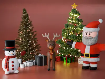 Christmas 3D Model Pack  Low-poly 3D model