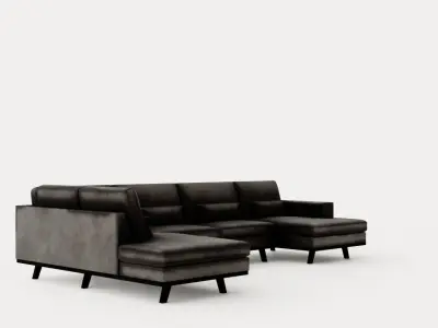Copenhagen U Sofa Left Velvet Gray Low-poly 3D model