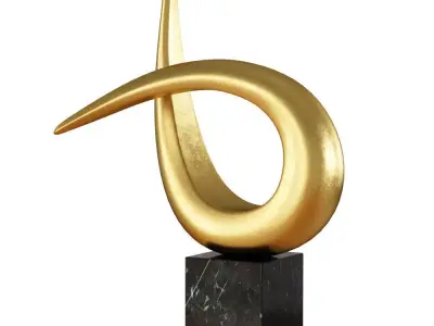 Modern table sculpture gold black 3D model