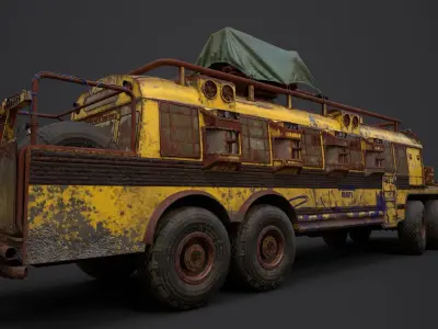 Post Apocalyptic School Bus Low-poly 3D model