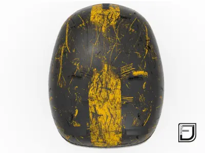 Black Grunge Helmet 04 3D model