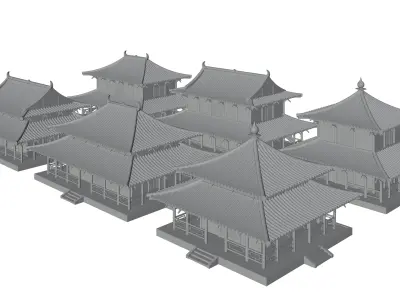 traditional japanese houses pack 2 3D model