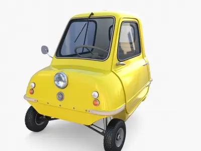 Peel P50 Yellow with interior and chassis 3D model