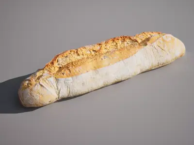 Baguette with olives 5K triangles 4K PBR textures Low-poly 3D model