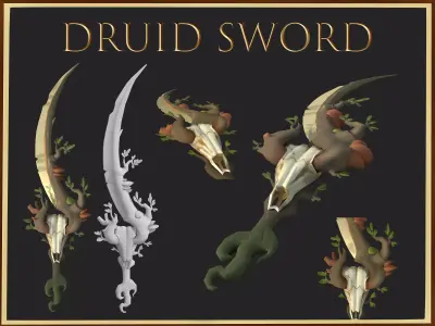 Druid Sword Low-poly 3D model