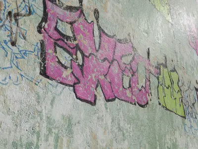 Ultra realistic Wall with Graffiti Scan 3D model