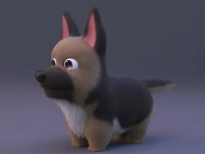 Cute cartoon dog 3D model
