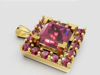 Emerald Cut Pendant 3D print model