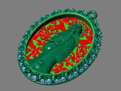  santa muerte holy death small size pendant 3D STL 3DM skull 3D print model