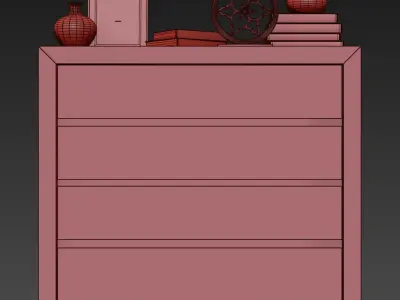 RECLAIMED RUSSIAN OAK 4-DRAWER DRESSER 3D model