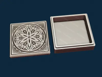 Square V-Carved Jewelry Box 3 - Files for CNC  3D model