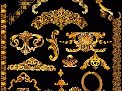 Collection of classical ornaments Low-poly 3D model