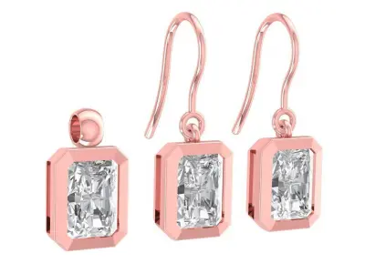Luxury Emerald Cut Gemstone Dangle Earrings for Women 3041 3D print model