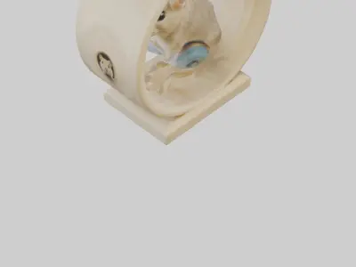 Gerbil running in wheel model Low-poly 3D model