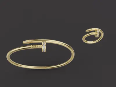 Nail Bracelet and Ring set 67469 3D print model