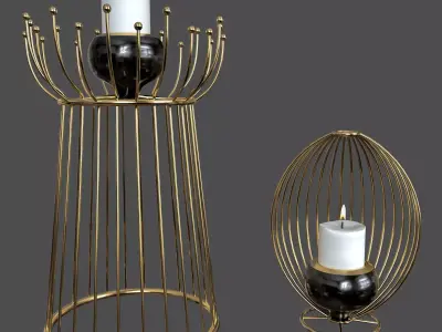 candle set 4 two metal cages and Free 3D model