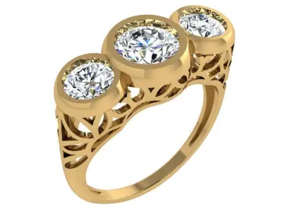 Round Bezel Diamond Ring 4496 3D print model