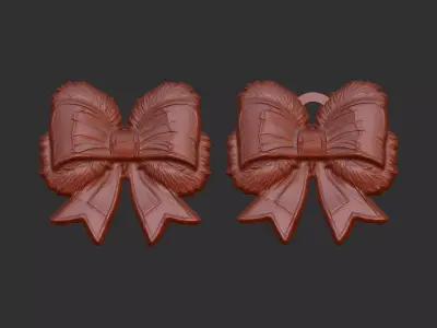 christmas ribbon bow decor 1  3D print model