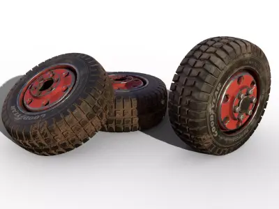 Rubber Tire with Rim Low-poly 3D model