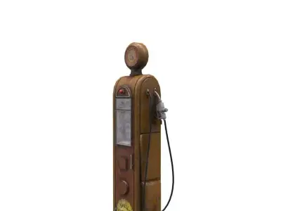 Old gas station Low Poly Low-poly 3D model