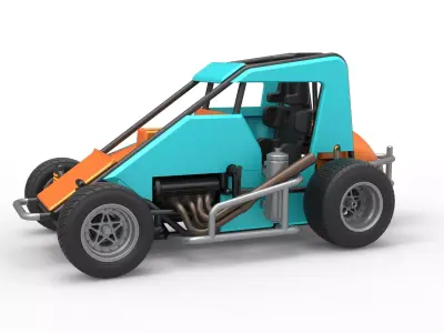 Midget car Scale 1 to 25 3D print model