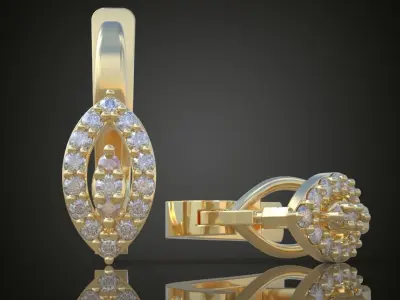 Earring 3D model 3D printable model 0124-6 3D print model