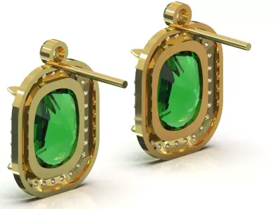 luxury emerald jewelry stl 3dm earring je0140 3D print model