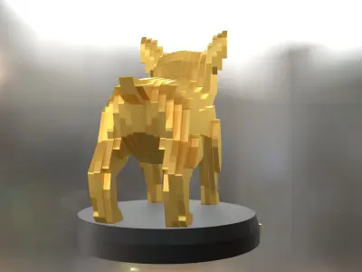 Parametric French Bulldog Puppy Low-poly 3D model