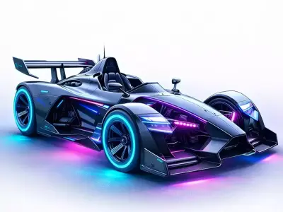 Futuristic Neon Race Prototype High Speed Concept Racing Vehicle 3D model