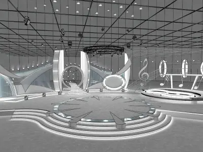 Virtual TV Studio Entertainment Set 1 3D model