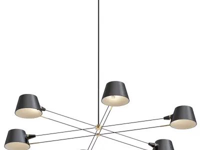 spread modern chandelier with six lights 3D model