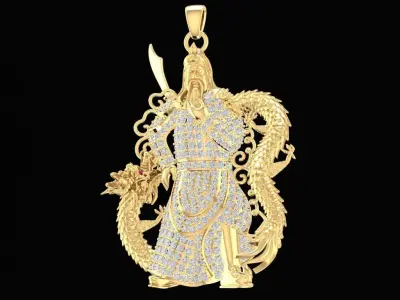 Luxury Goddess Guanyin Diamond Pendant  1262 3D print model