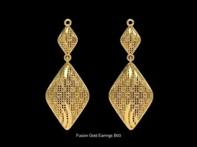 Fusion Gold Earrings EAB Collection 3D Model Pack