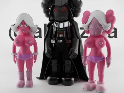 Kaws Darth Vader and Pink Twins Textured Low-poly 3D model