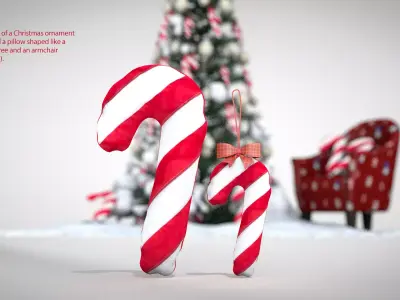 Christmas Lollipop Pouf and Pillow 3D model