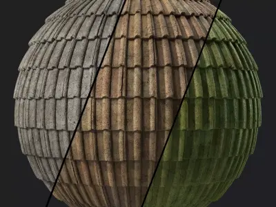 Roof Tile Materials 108- Concrete Roofing - Sbsar Seamless Pbr Texture