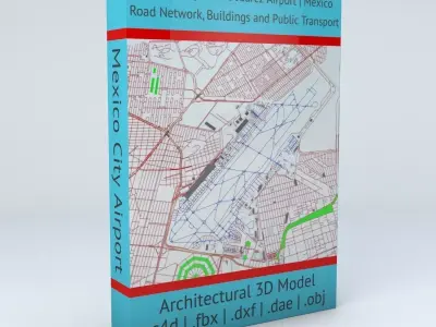 Mexico City Benito Juarez MEX Airport Roads Buildings Pub Trans 3D model